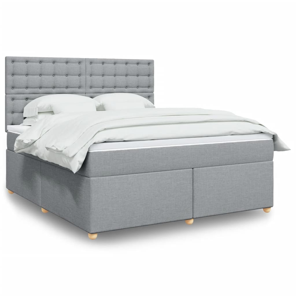 Boxspringbett Mit Matratze Stoff Hellgrau