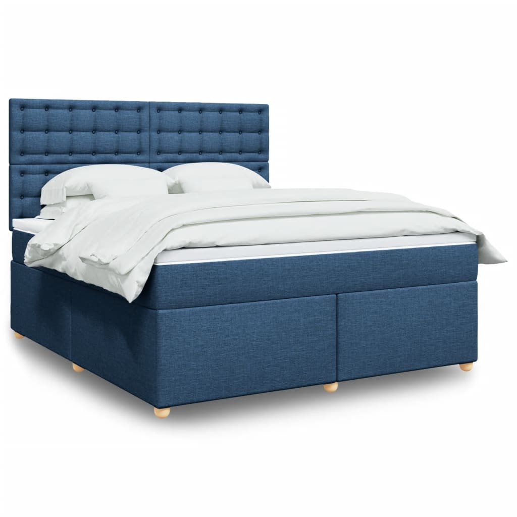 Boxspringbett Mit Matratze Stoff Blau