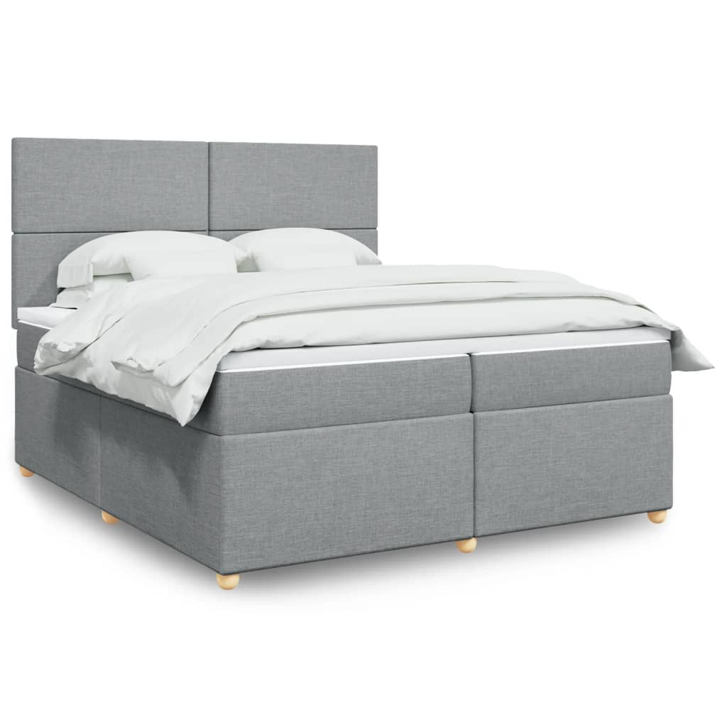 Boxspringbett Mit Matratze Stoff Hellgrau