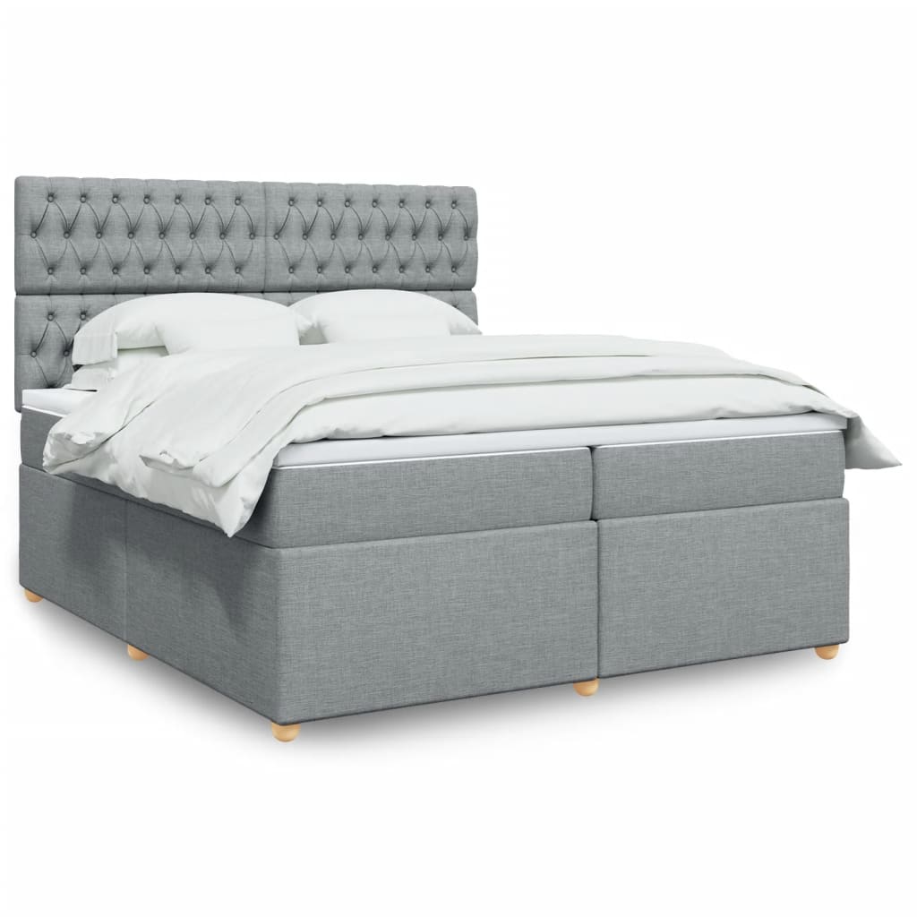 Boxspringbett Mit Matratze Stoff Hellgrau