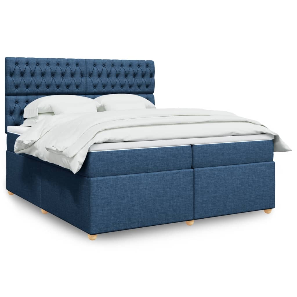 Boxspringbett Mit Matratze Stoff Blau