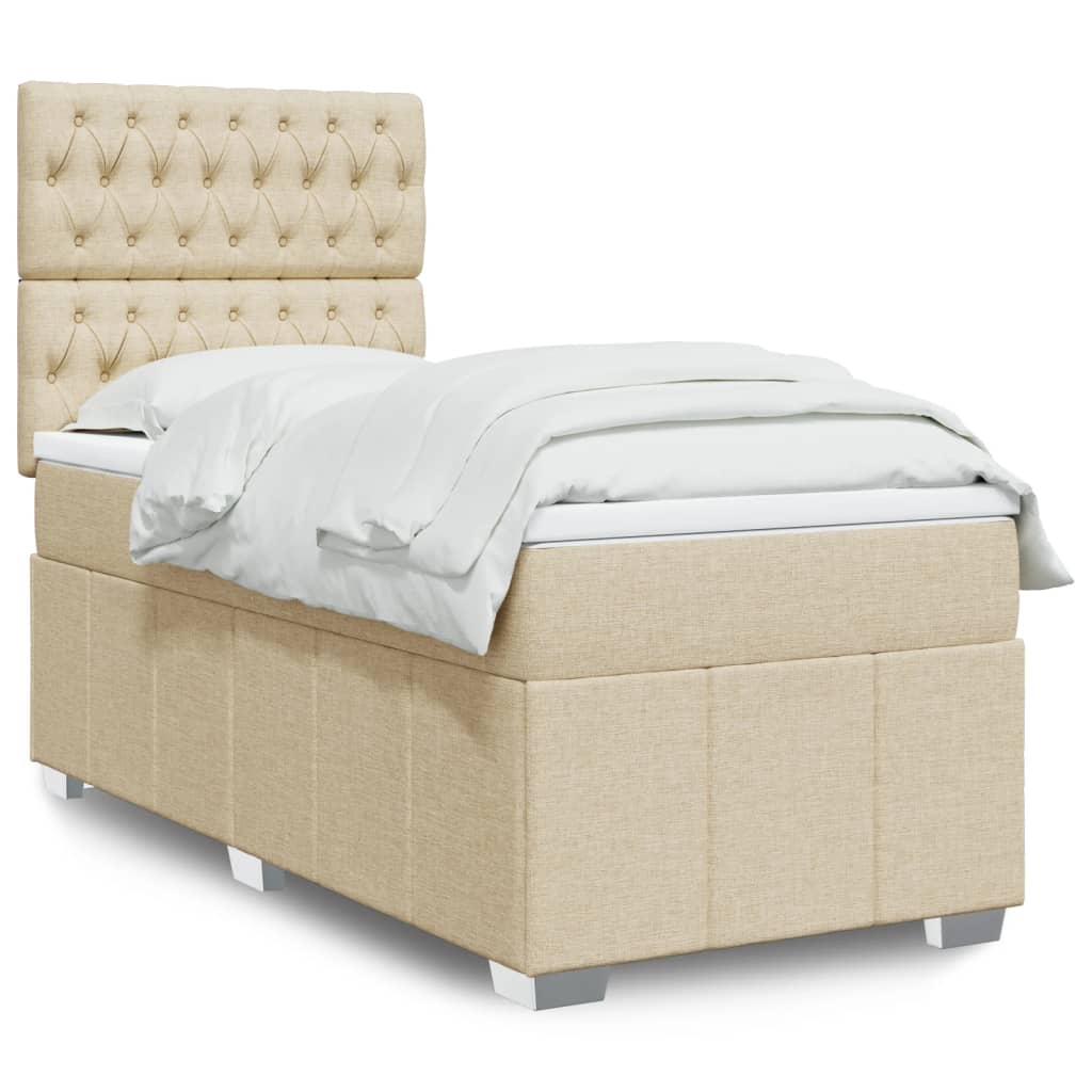 Boxspringbett Mit Matratze Stoff Creme