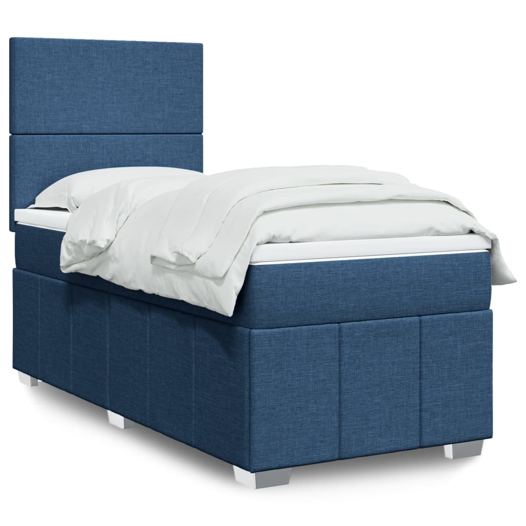 Boxspringbett Mit Matratze Stoff Blau