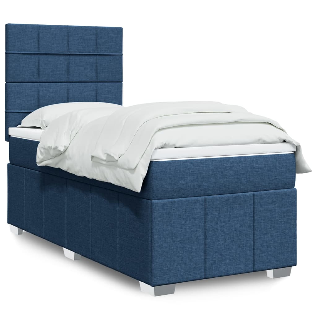 Boxspringbett Mit Matratze Stoff Blau
