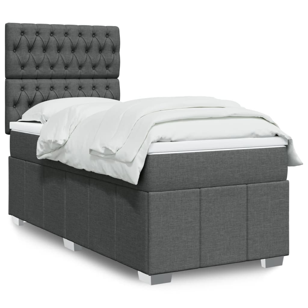 Boxspringbett Mit Matratze Stoff Dunkelgrau
