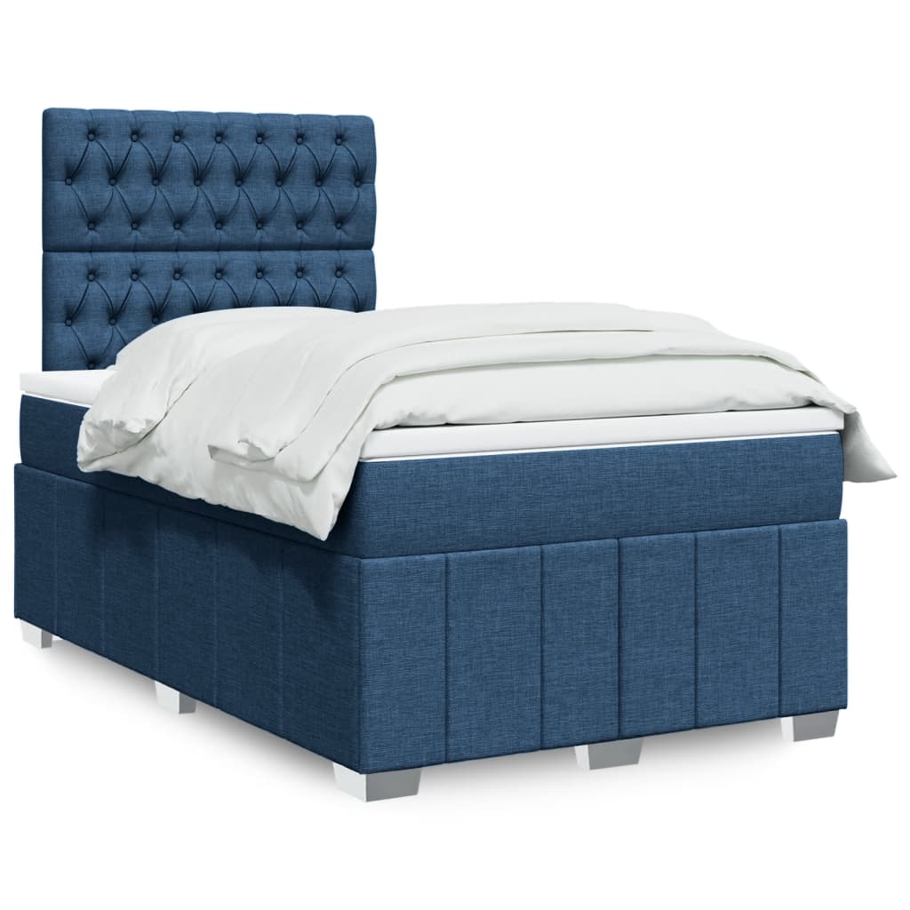 Boxspringbett Mit Matratze Stoff Blau