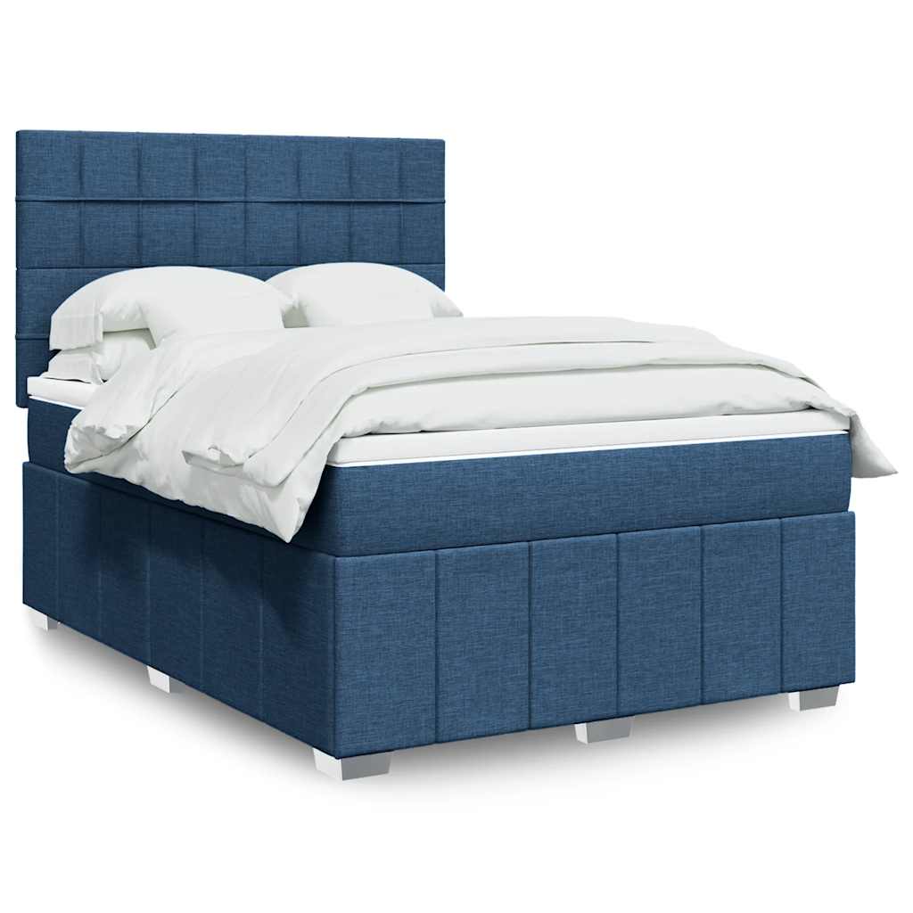 Boxspringbett Mit Matratze Stoff Blau