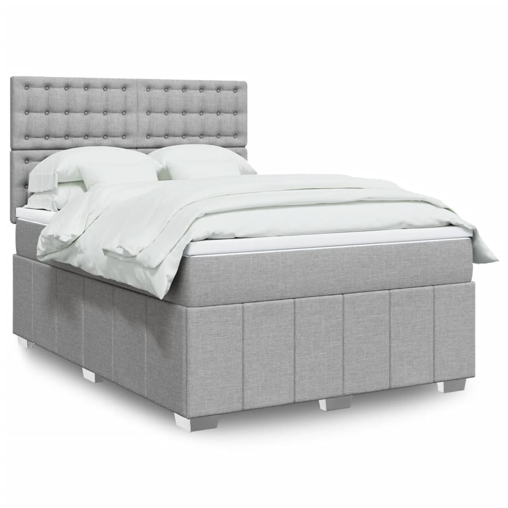 Boxspringbett Mit Matratze Stoff Hellgrau