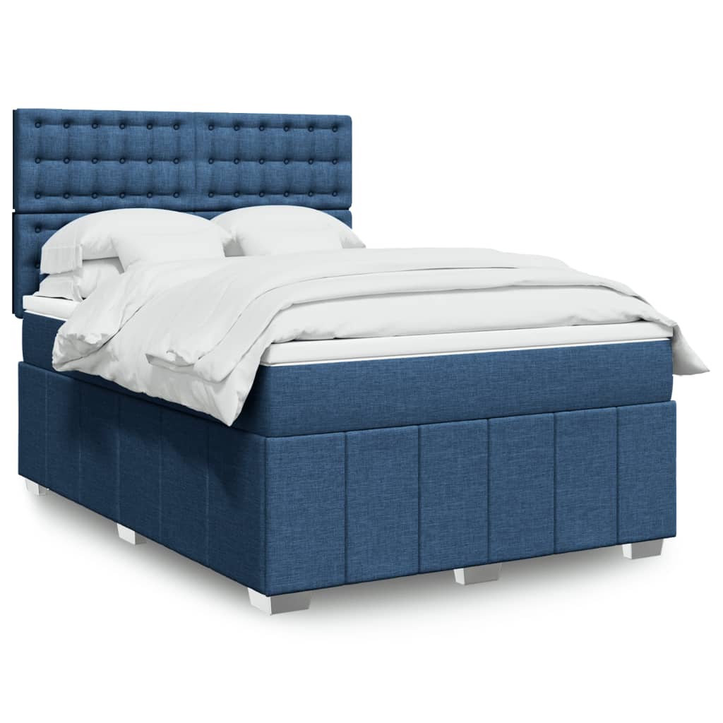 Boxspringbett Mit Matratze Stoff Blau