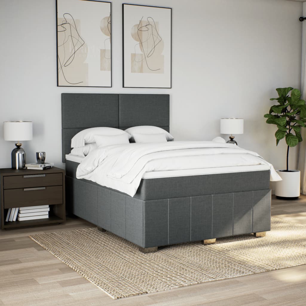 Boxspringbett Mit Matratze Stoff Dunkelgrau