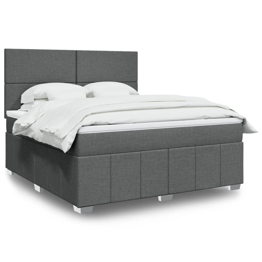 Boxspringbett Mit Matratze Stoff Dunkelgrau