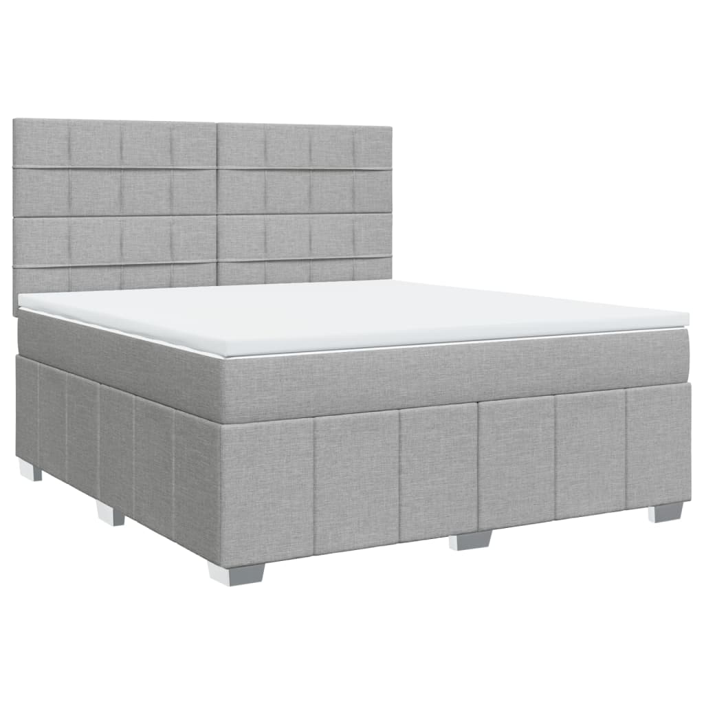 Boxspringbett Mit Matratze Stoff Hellgrau