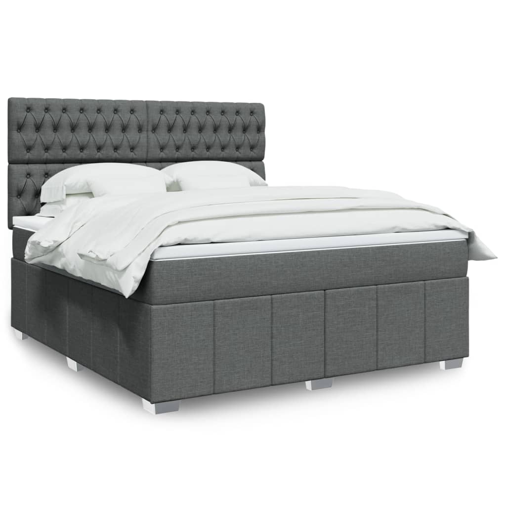Boxspringbett Mit Matratze Stoff Dunkelgrau