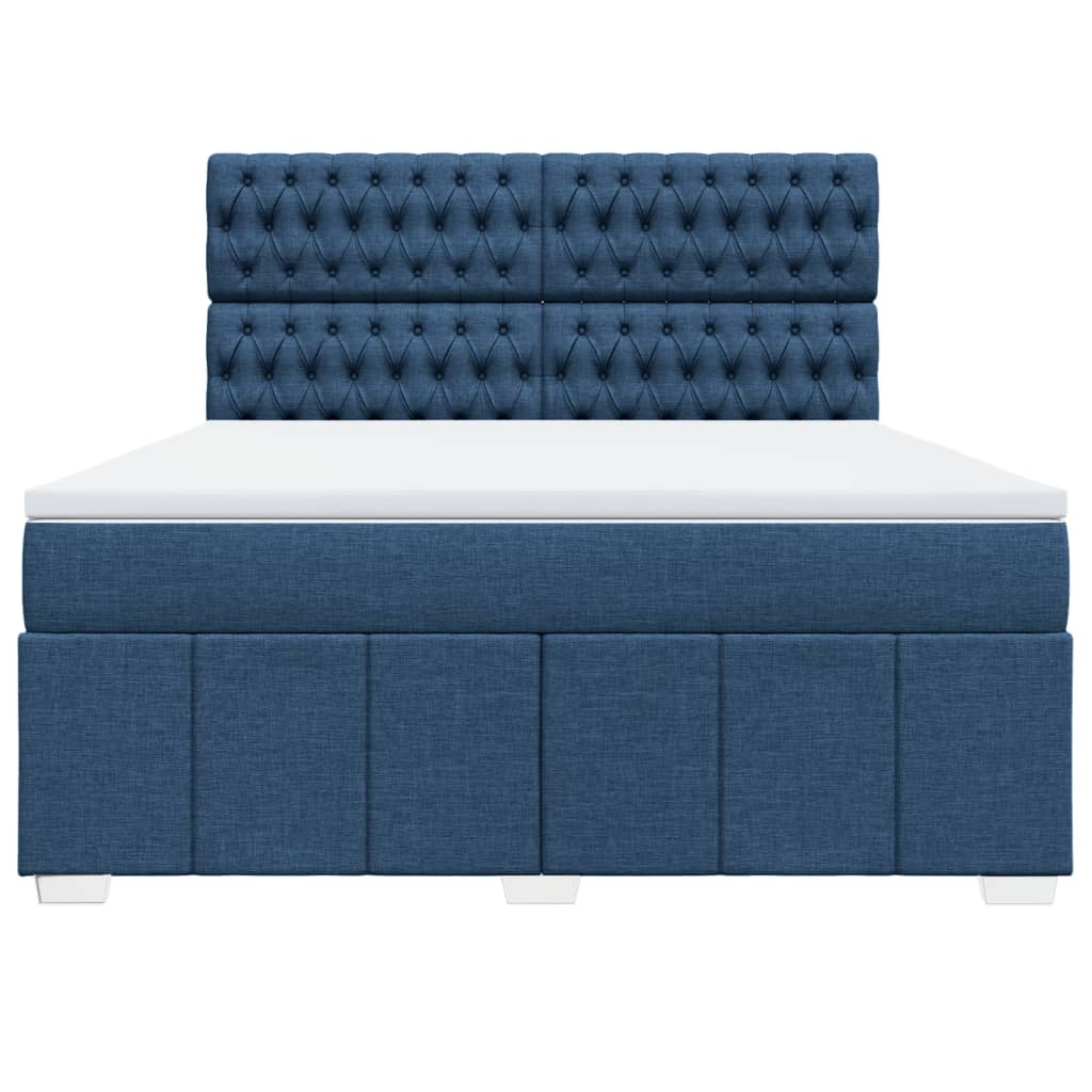 Boxspringbett Mit Matratze Stoff Blau