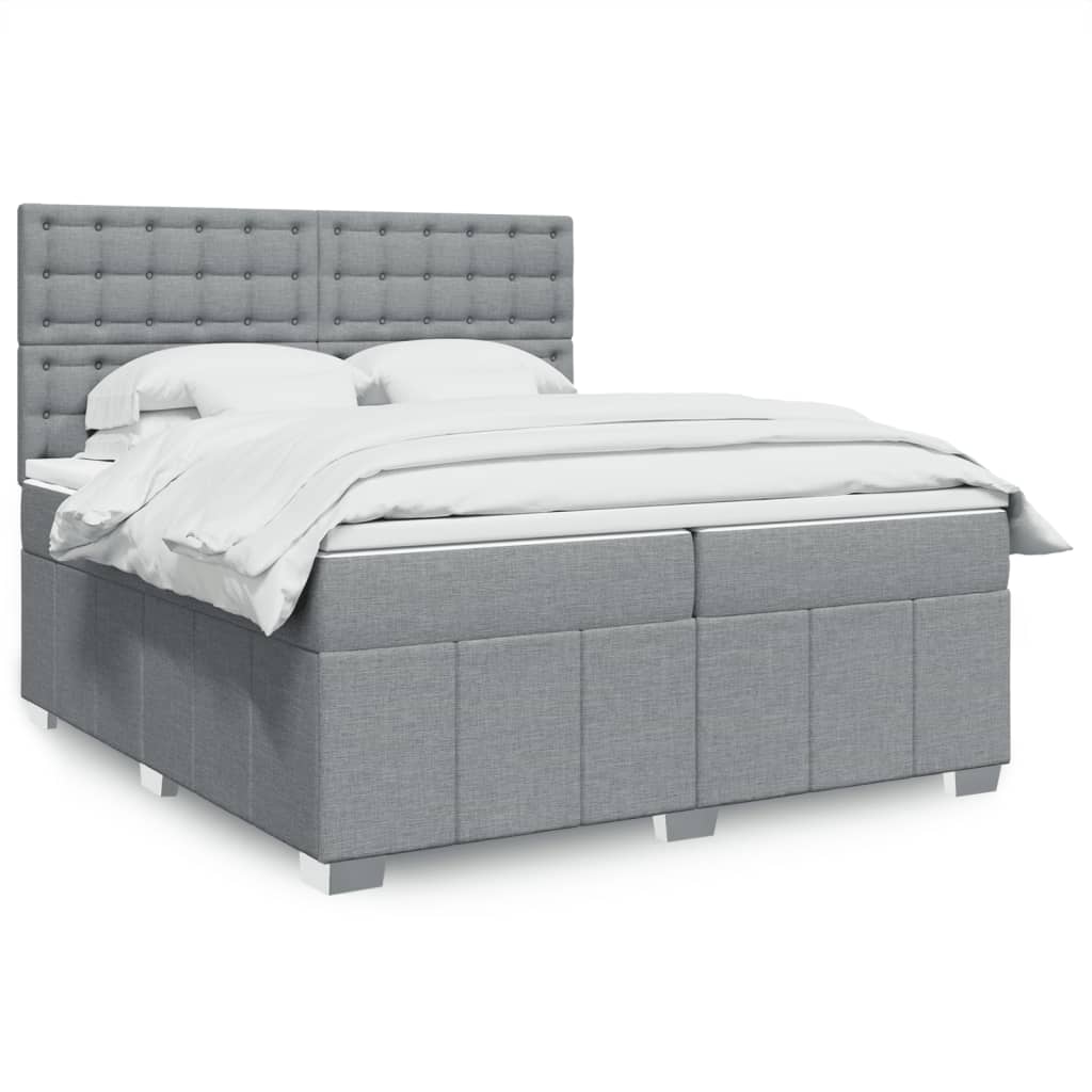 Boxspringbett Mit Matratze Stoff Hellgrau