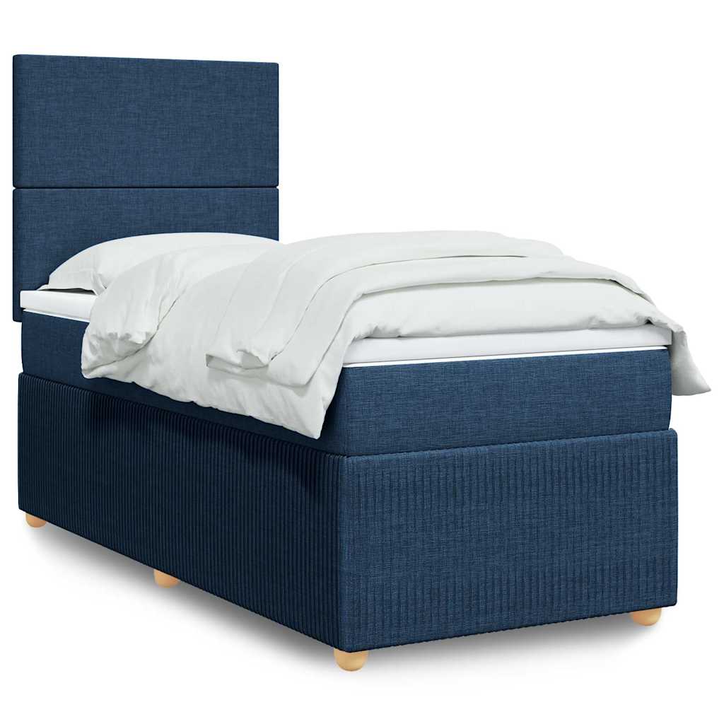 Boxspringbett Mit Matratze Stoff Blau
