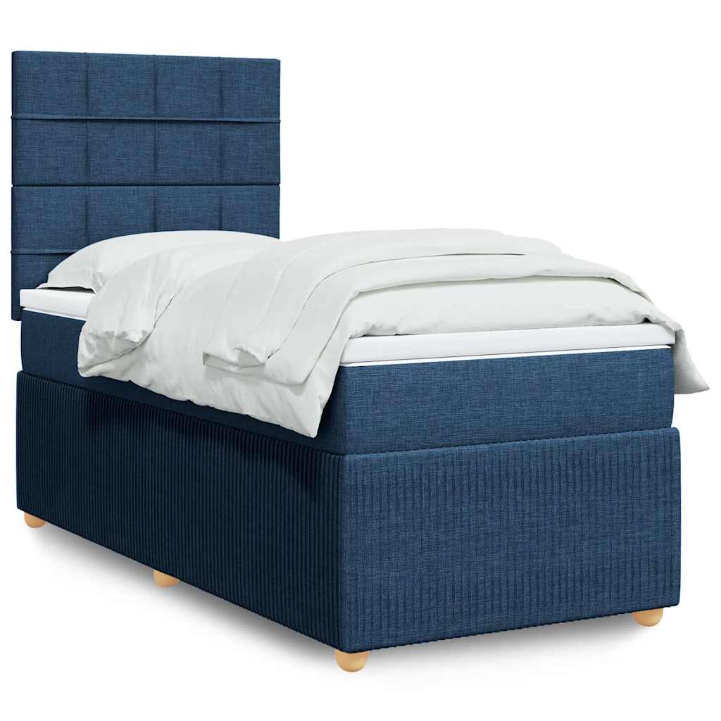 Boxspringbett Mit Matratze Stoff Blau