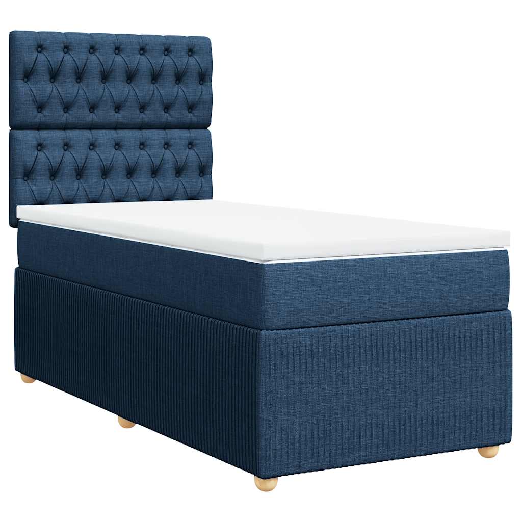 Boxspringbett Mit Matratze Stoff Blau