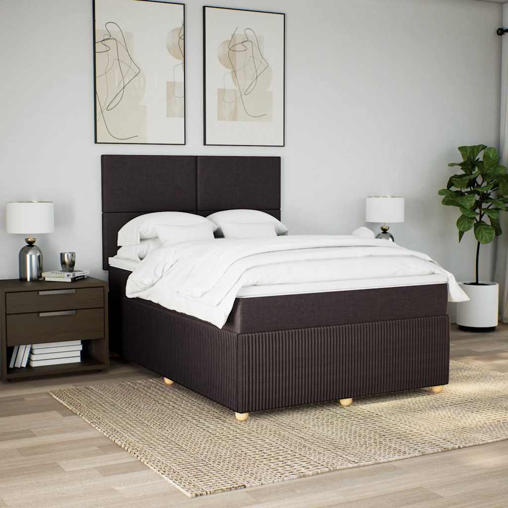 Boxspringbett Mit Matratze Stoff Dunkelbraun