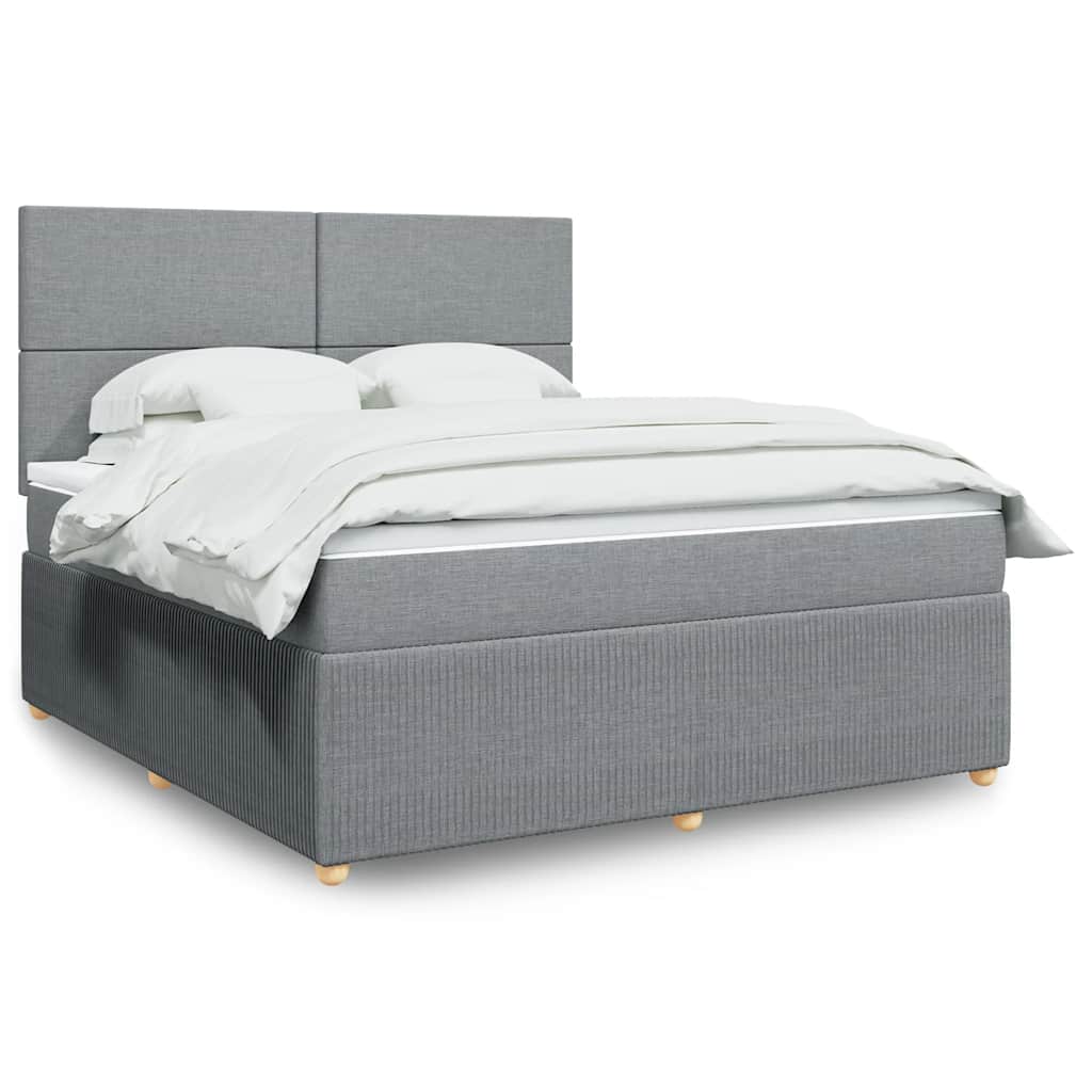 Boxspringbett Mit Matratze Stoff Hellgrau