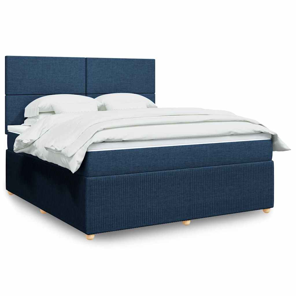 Boxspringbett Mit Matratze Stoff Blau