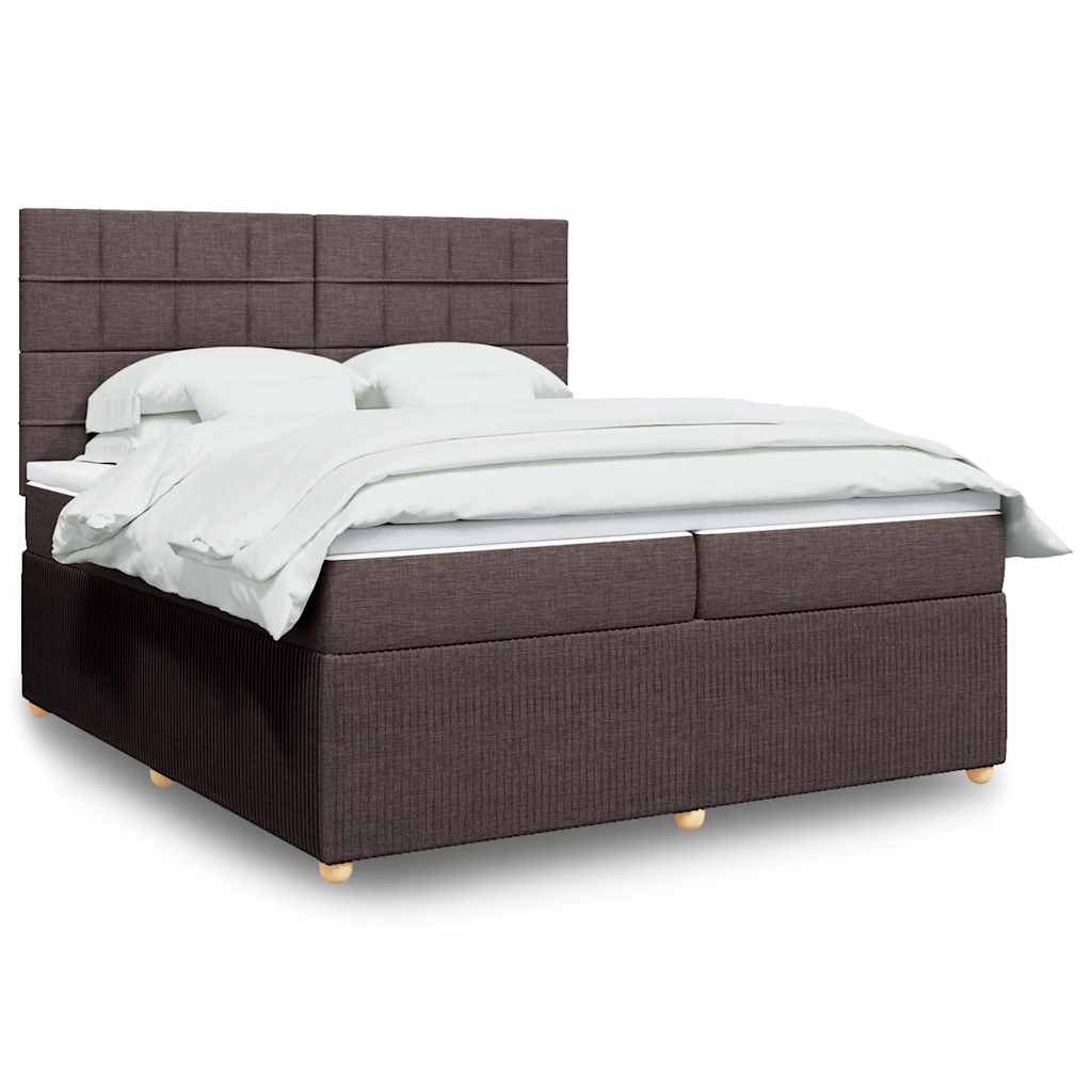 Boxspringbett Mit Matratze Stoff Dunkelbraun