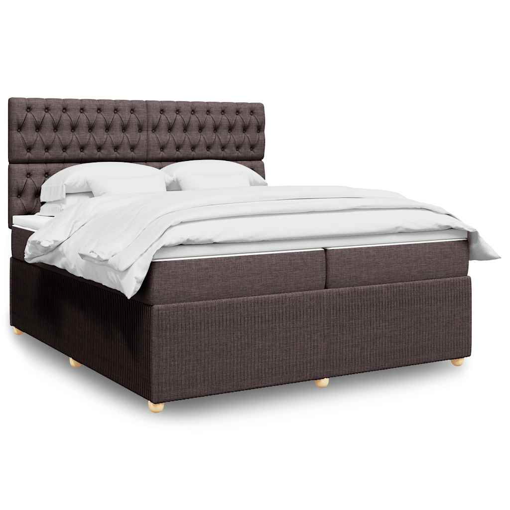 Boxspringbett Mit Matratze Stoff Dunkelbraun