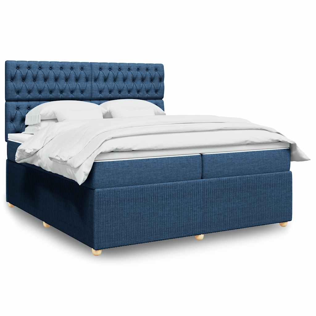 Boxspringbett Mit Matratze Stoff Blau