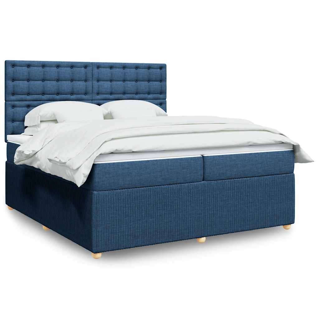 Boxspringbett Mit Matratze Stoff Blau