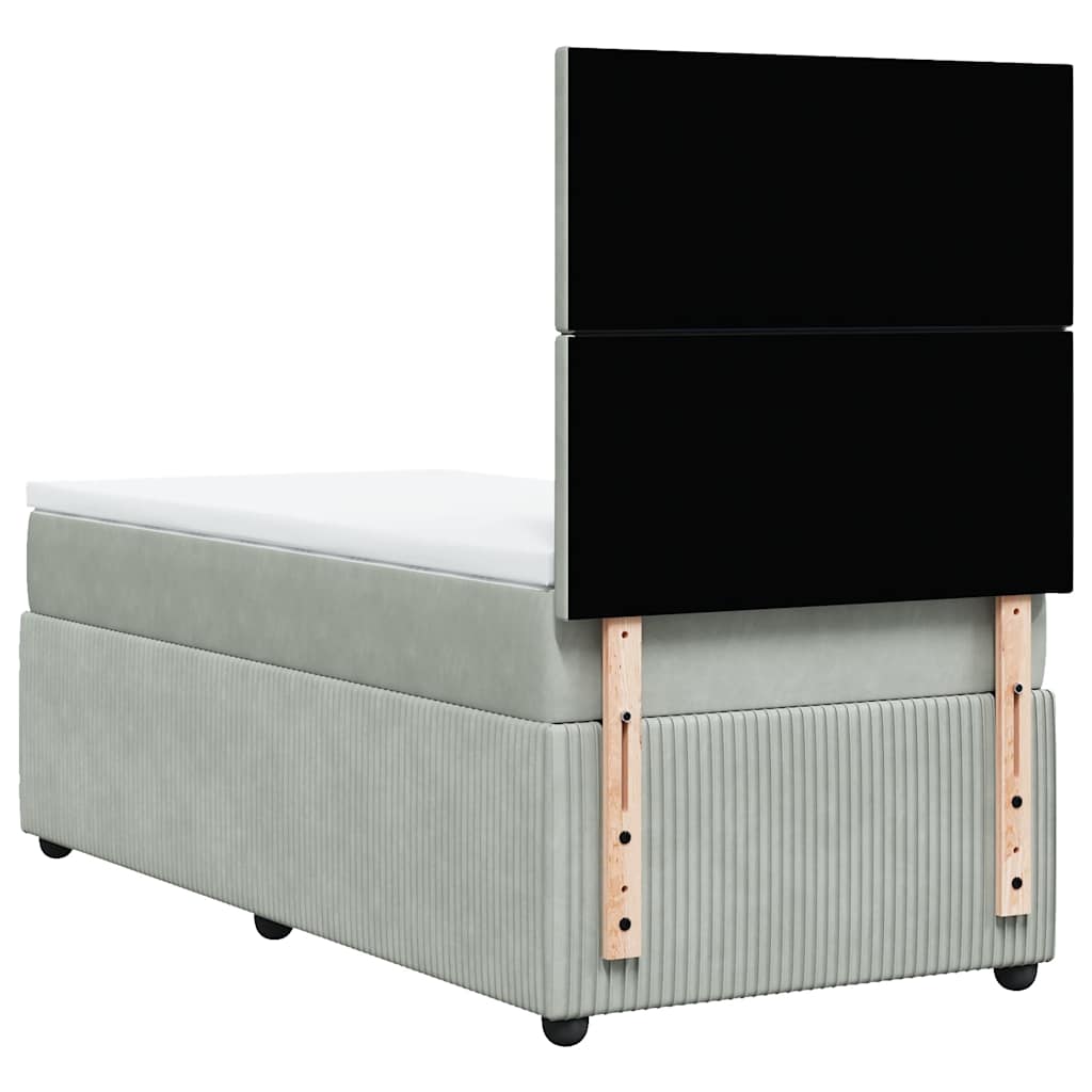 Boxspringbett Mit Matratze Samt Hellgrau