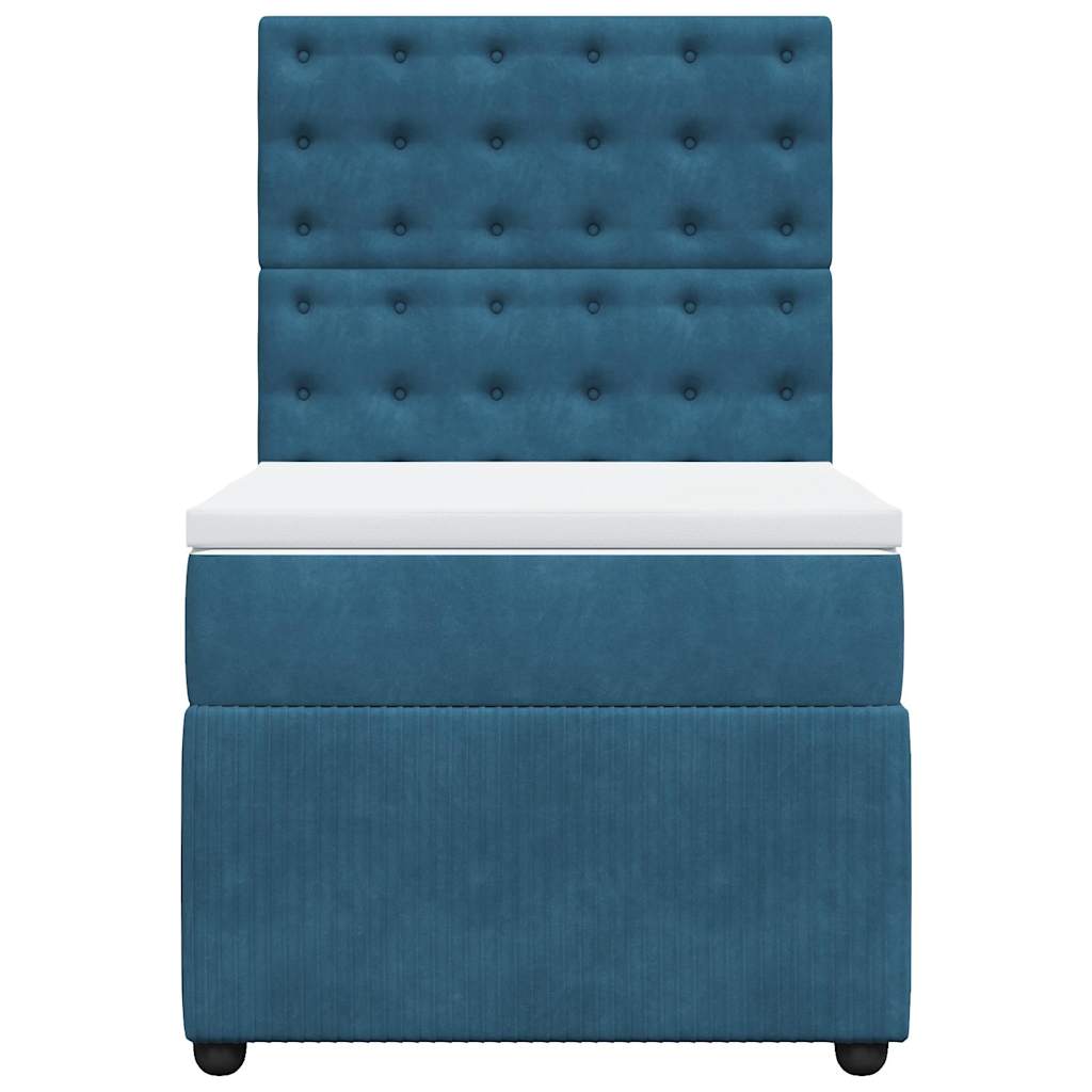 Boxspringbett Mit Matratze Dunkel Samt Blau