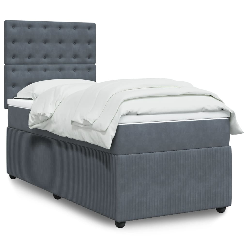 Boxspringbett Mit Matratze Samt Dunkelgrau