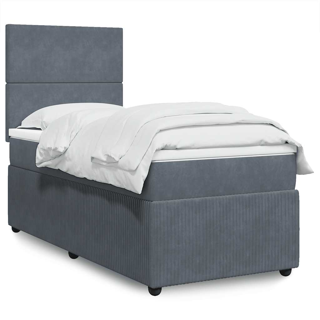 Boxspringbett Mit Matratze Samt Dunkelgrau