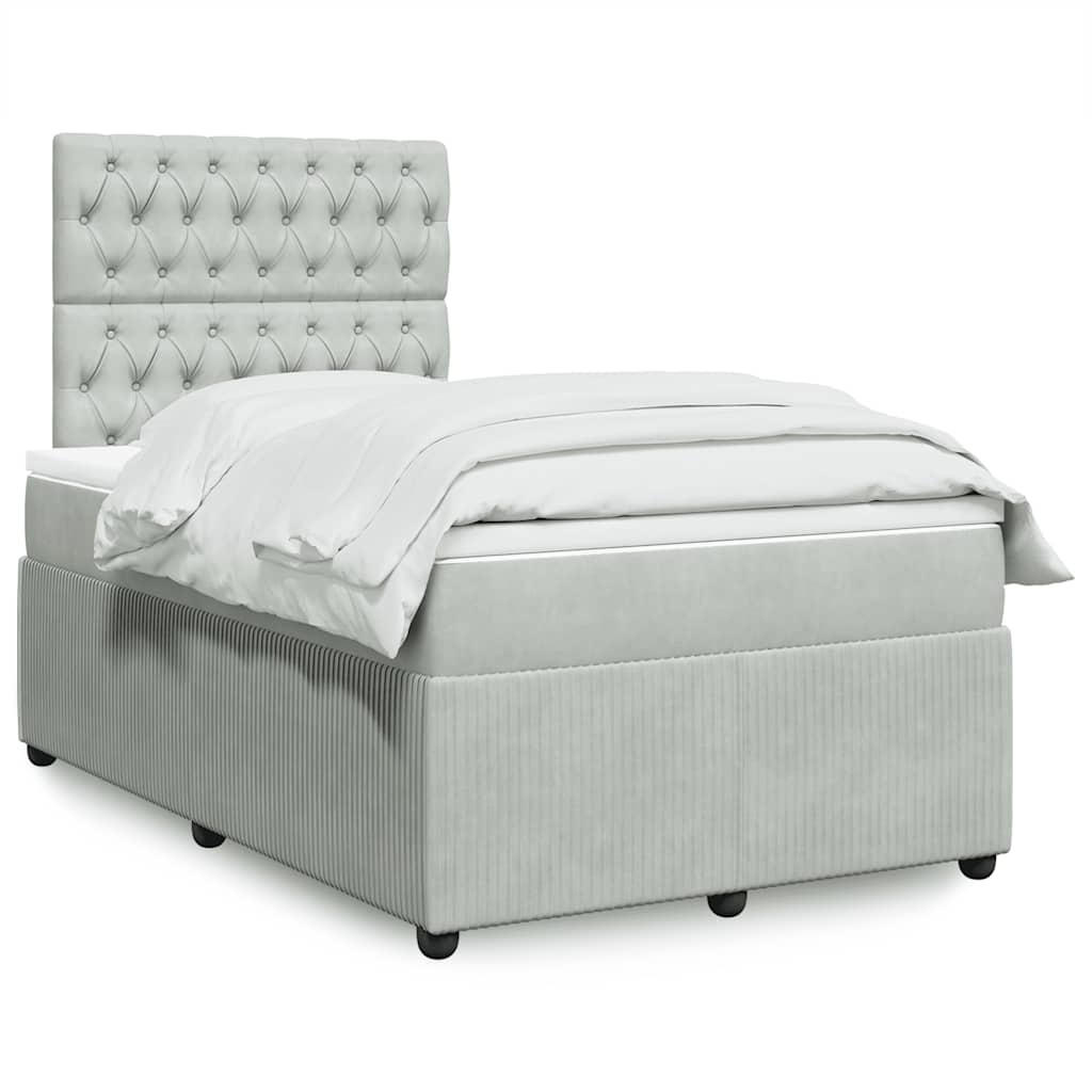Boxspringbett Mit Matratze Samt Hellgrau