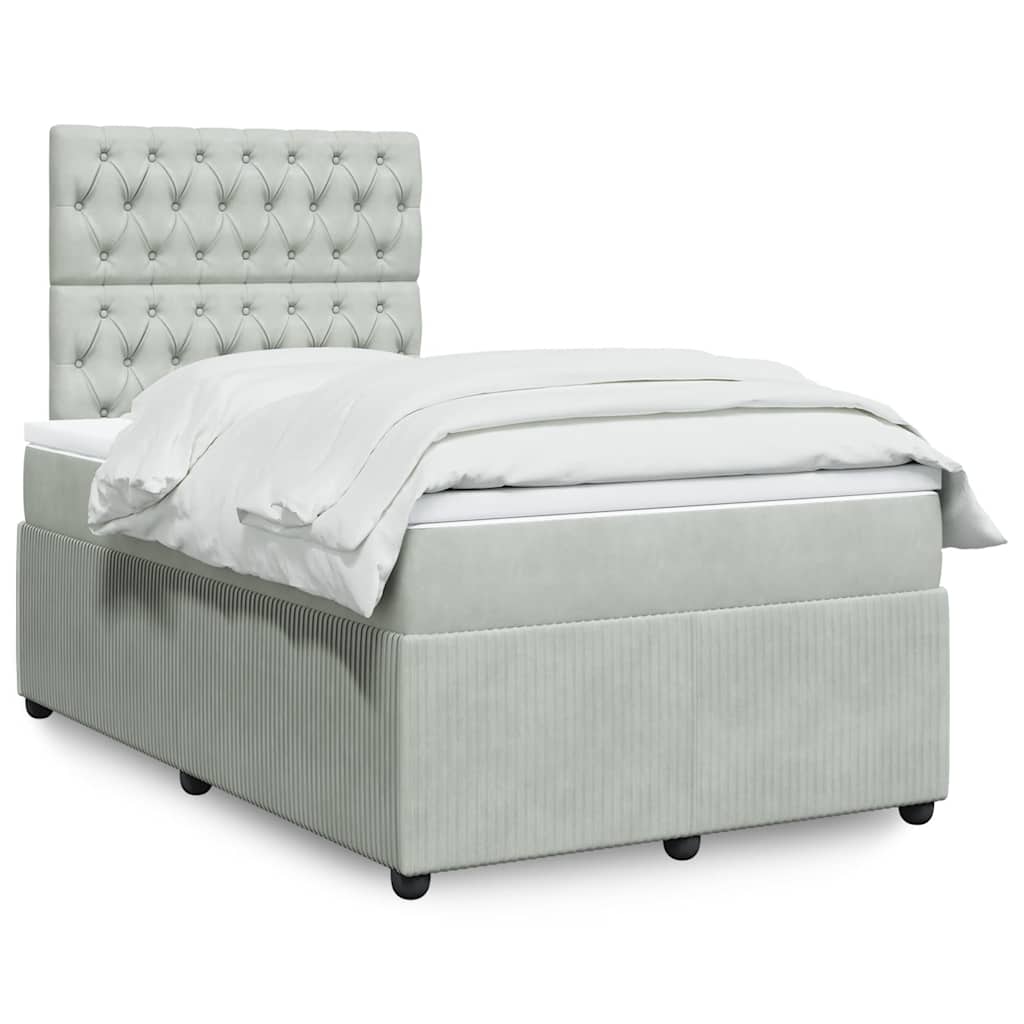 Boxspringbett Mit Matratze Samt Hellgrau