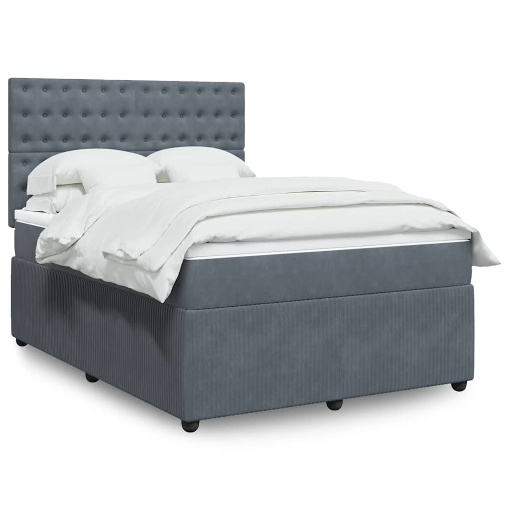 Boxspringbett Mit Matratze Samt Dunkelgrau