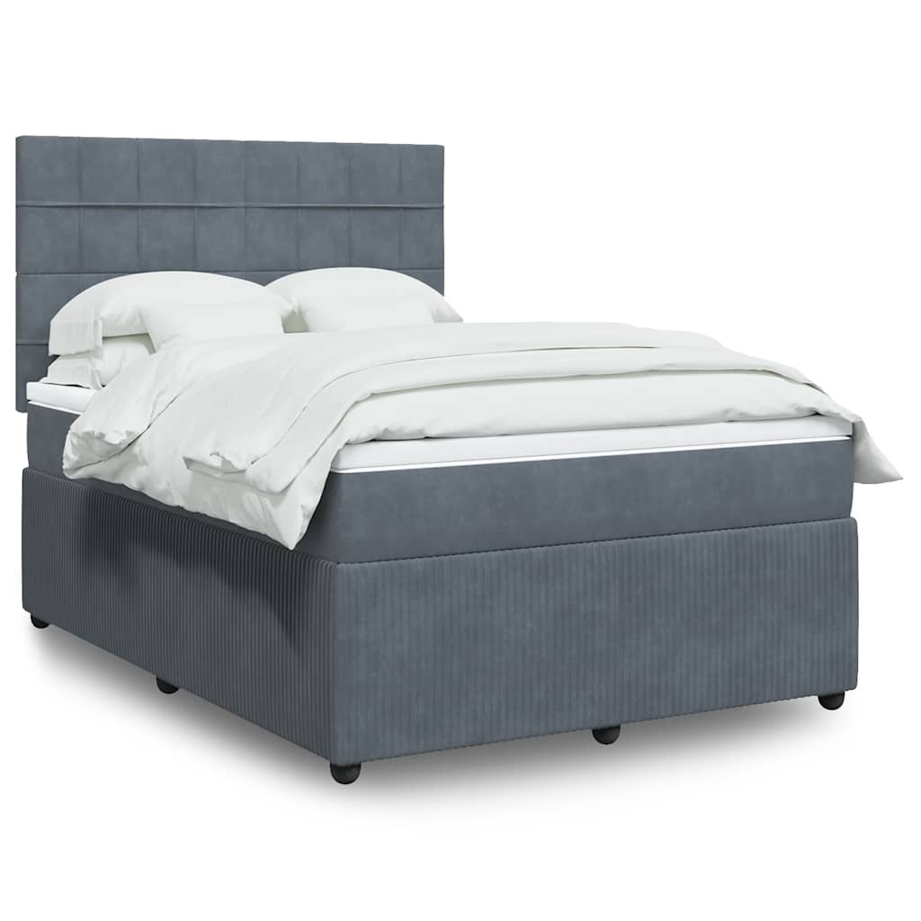 Boxspringbett Mit Matratze Samt Dunkelgrau