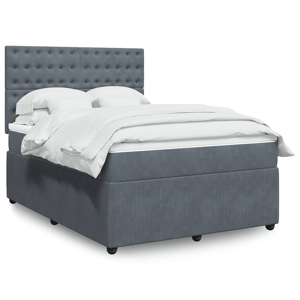 Boxspringbett Mit Matratze Samt Dunkelgrau