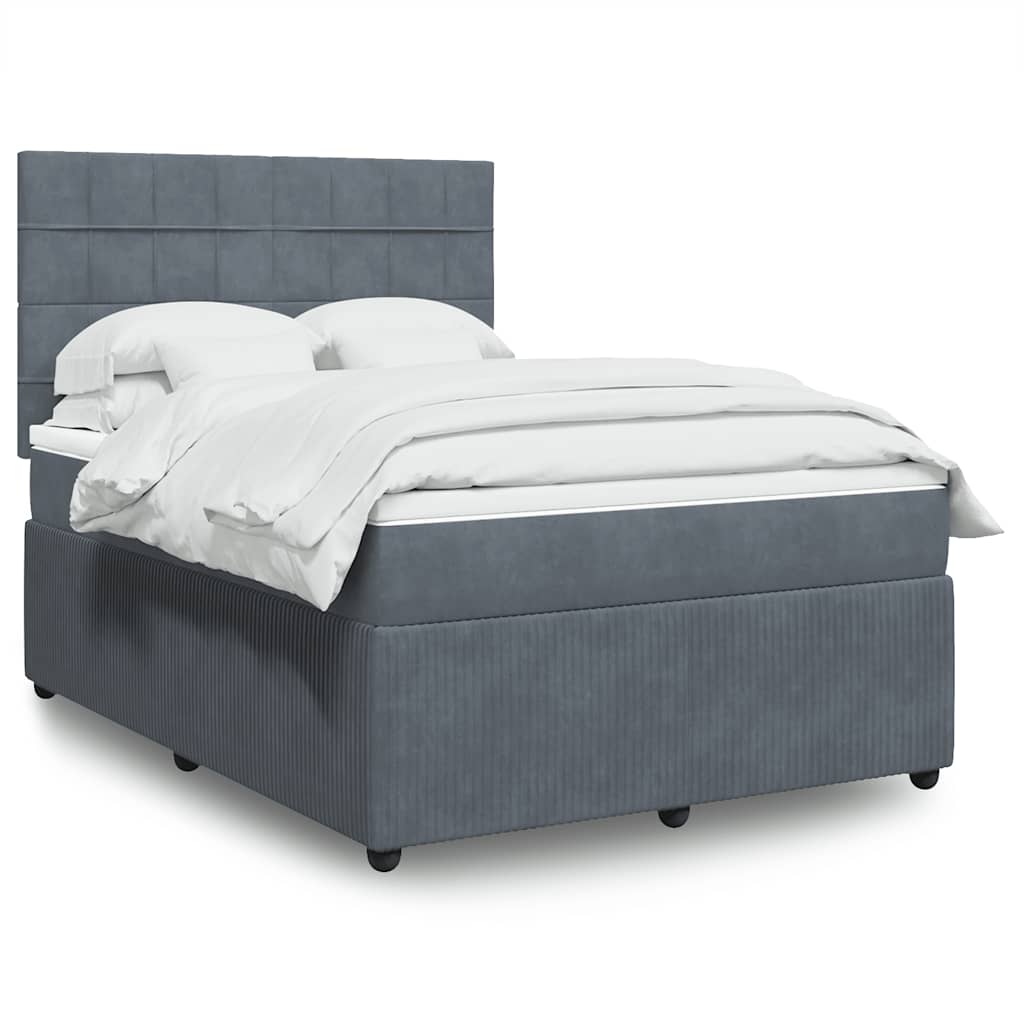 Boxspringbett Mit Matratze Samt Dunkelgrau