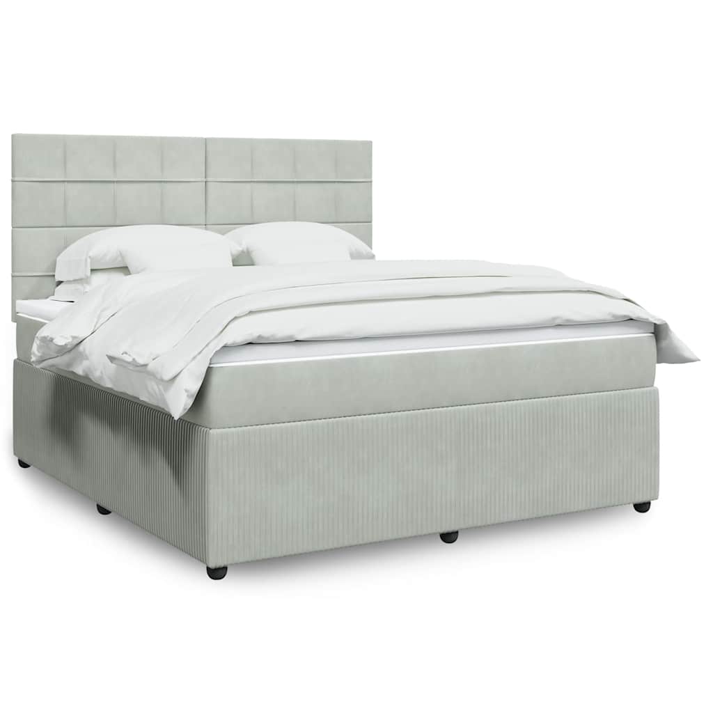 Boxspringbett Mit Matratze Samt Hellgrau
