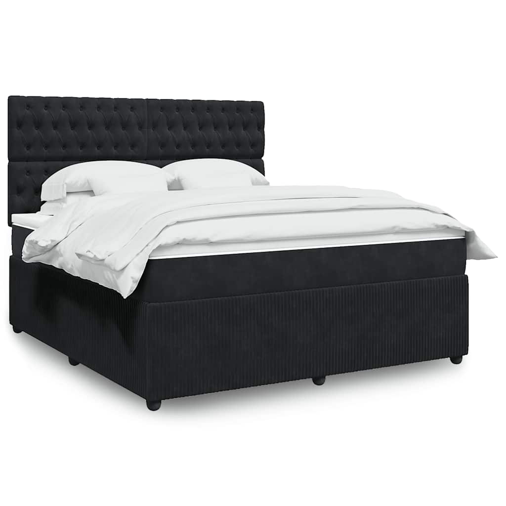 Boxspringbett Mit Matratze Samt Schwarz