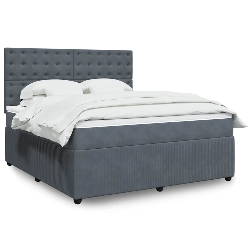 Boxspringbett Mit Matratze Samt Dunkelgrau