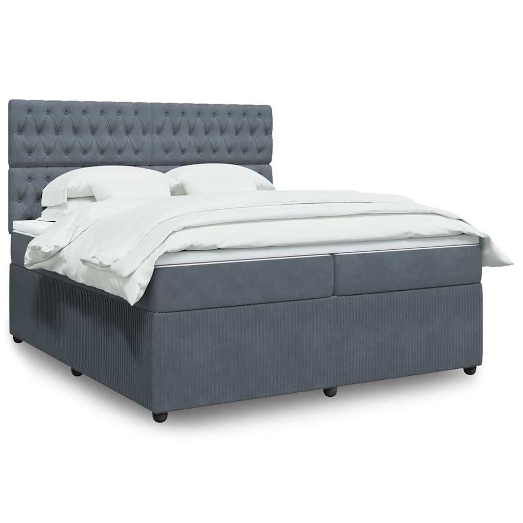 Boxspringbett Mit Matratze Samt Dunkelgrau