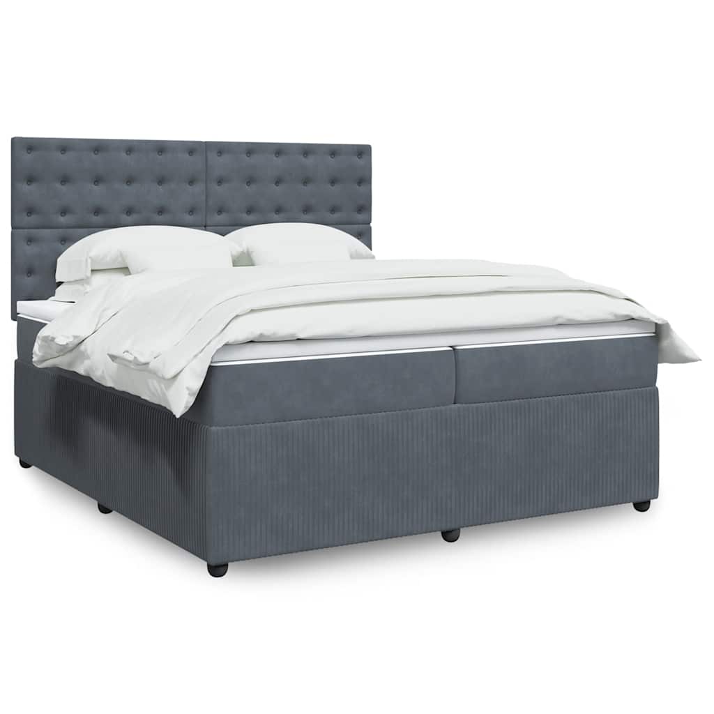 Boxspringbett Mit Matratze Samt Dunkelgrau