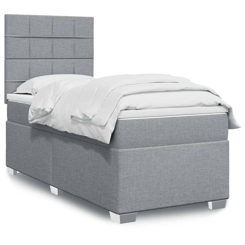 Boxspringbett Mit Matratze Stoff Hellgrau