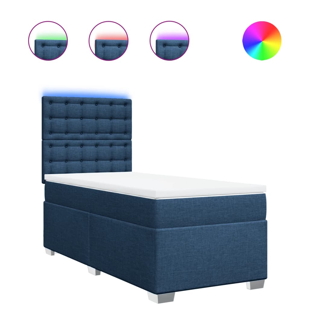 Boxspringbett Mit Matratze Stoff Blau
