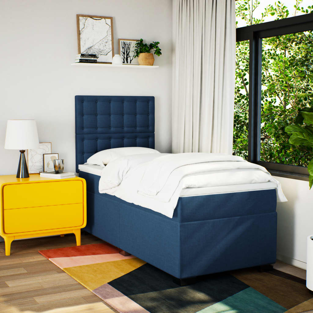 Boxspringbett Mit Matratze Stoff Blau
