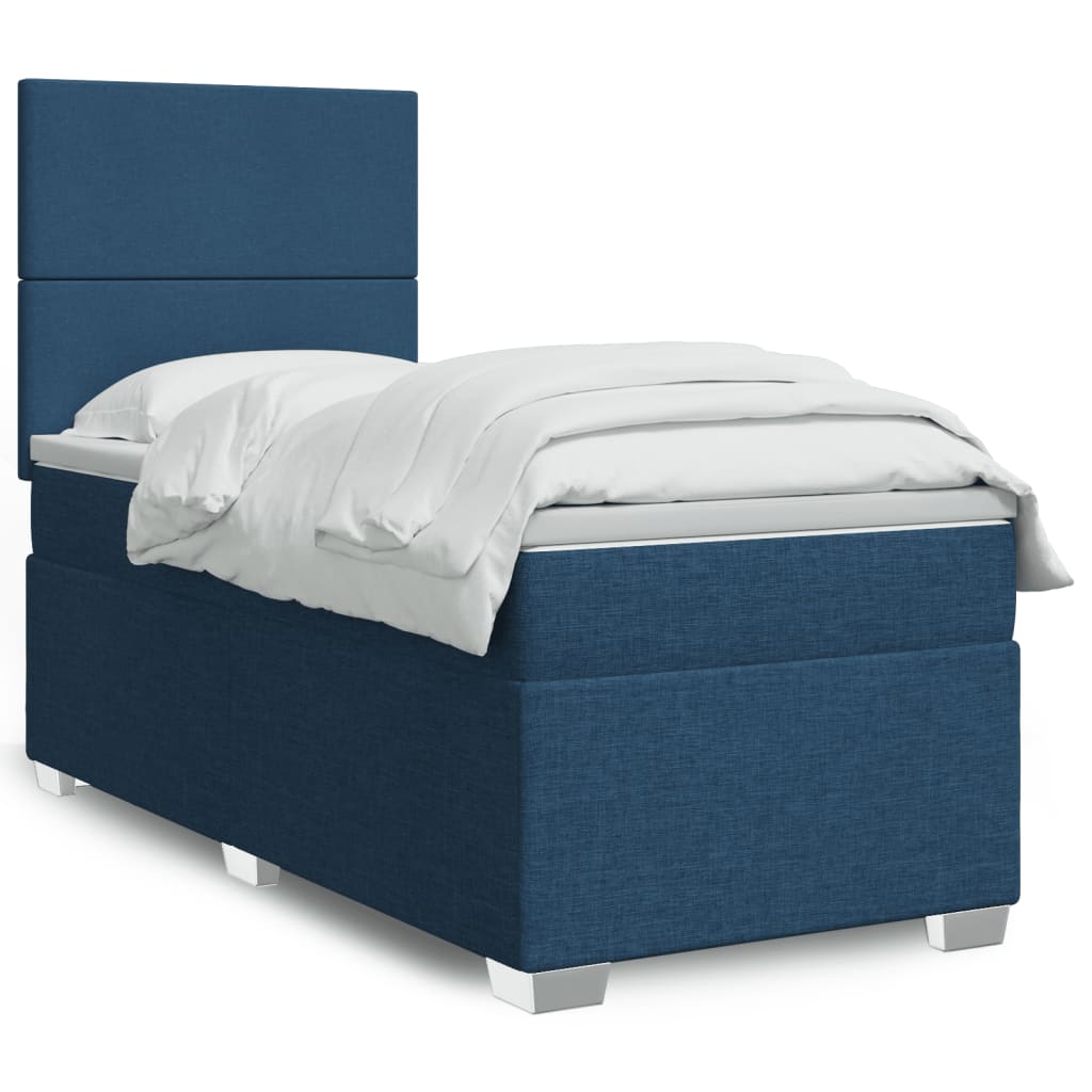 Boxspringbett Mit Matratze Stoff Blau