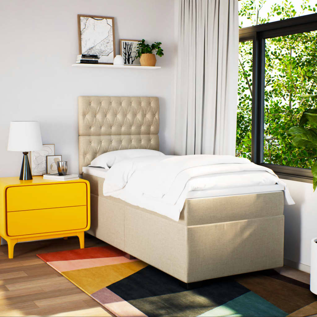 Boxspringbett Mit Matratze Stoff Creme