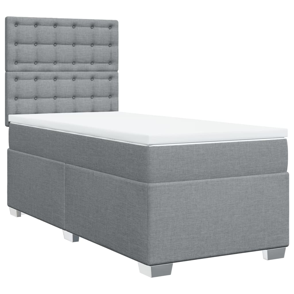 Boxspringbett Mit Matratze Stoff Hellgrau